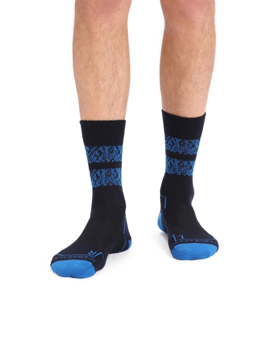 Midnight Navy / Lazurite Icebreaker Merino Hike+ Light Crew Natural Summit Men's Socks | AU 1006BEXC